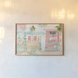 Surfs Up II by Dina June. shown as a paper print in a natural frame. Available as a archival giclee rolled canvas, fine art paper, or poster print. SKU 65080i.