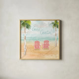 Surfs Up III by Dina June. Shown in a natural wood glass frame for a timeless modern aesthetic. Available as an archival giclee rolled canvas, fine art paper, or poster print. SKU 65081a.
