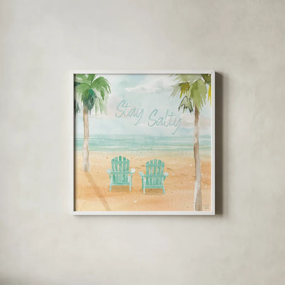 Surfs Up IV by Dina June. Shown in a crisp white glass frame for a clean and minimalist style. Available as an archival giclee rolled canvas, fine art paper, or poster print. SKU 65082a.