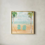 Surfs Up IV Live More by Dina June. Shown in a natural wood glass frame for a timeless modern aesthetic. Available as an archival giclee rolled canvas, fine art paper, or poster print. SKU 79168a.