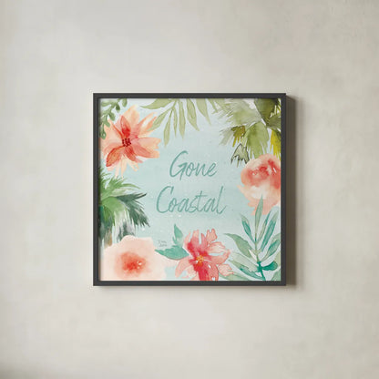 Surfs Up IX by Dina June. Shown in a sleek black glass frame for a contemporary gallery look. Available as an archival giclee rolled canvas, fine art paper, or poster print. SKU 65087a.