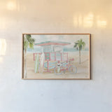 Surfs Up VII by Dina June. shown as a paper print in a natural frame. Available as a archival giclee rolled canvas, fine art paper, or poster print. SKU 65085i.