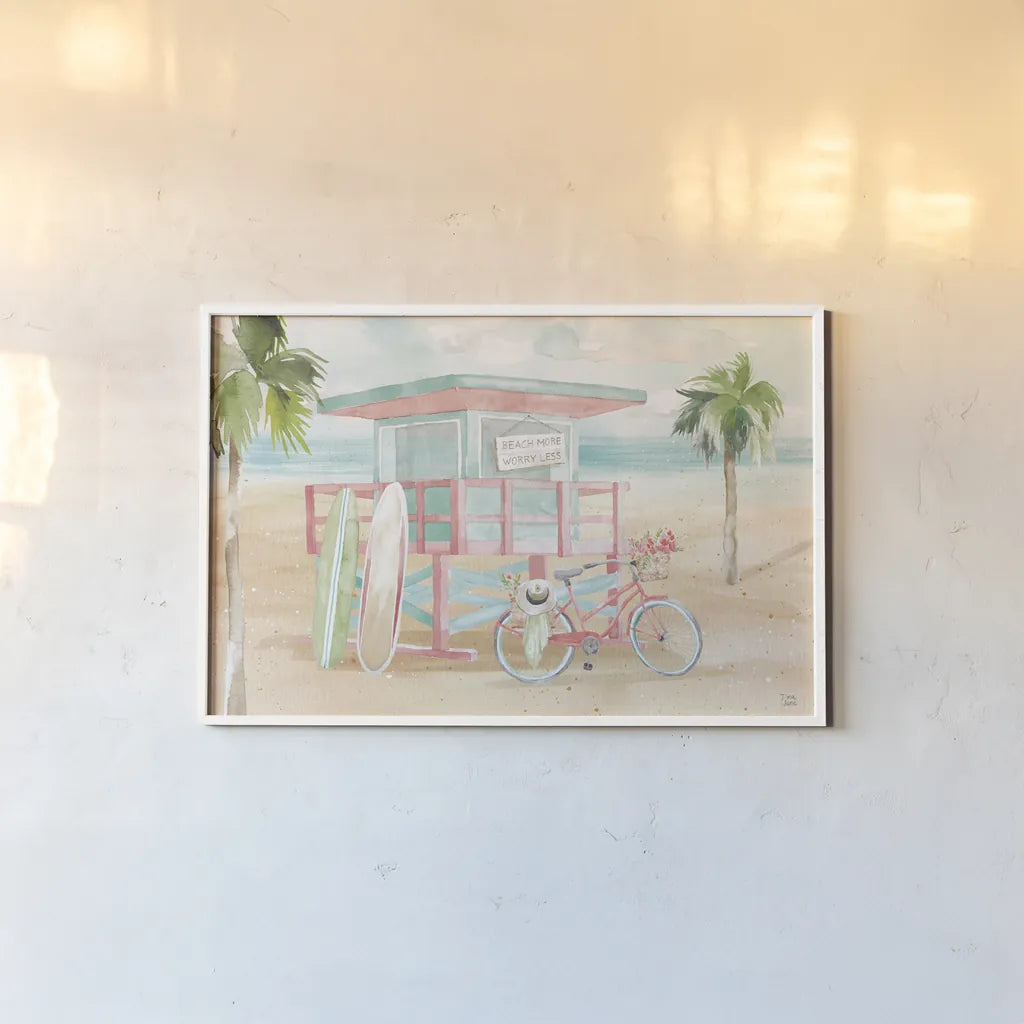 Surfs Up VII by Dina June. shown as a paper print in a white frame. Available as a archival giclee rolled canvas, fine art paper, or poster print. SKU 65085i.