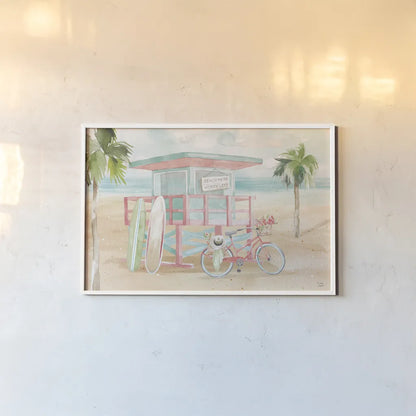 Surfs Up VII by Dina June. shown as a paper print in a white frame. Available as a archival giclee rolled canvas, fine art paper, or poster print. SKU 65085i.