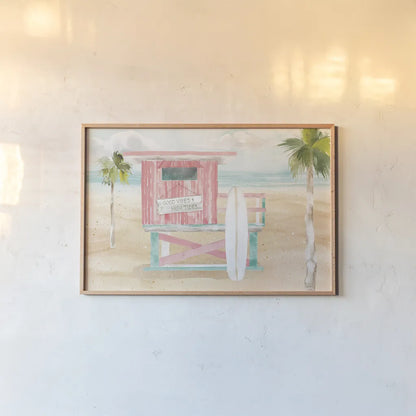 Surfs Up VIII by Dina June. shown as a paper print in a natural frame. Available as a archival giclee rolled canvas, fine art paper, or poster print. SKU 65086i.