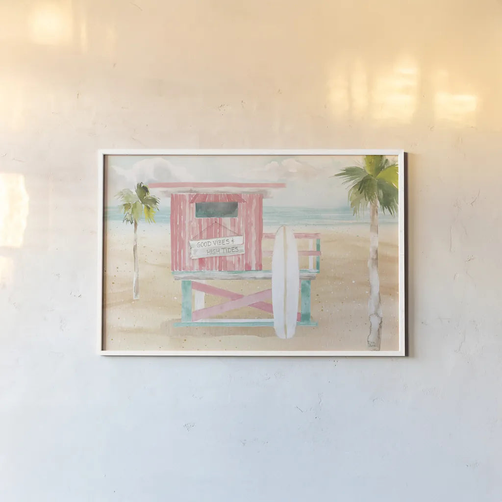 Surfs Up VIII by Dina June. shown as a paper print in a white frame. Available as a archival giclee rolled canvas, fine art paper, or poster print. SKU 65086i.