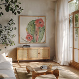 Sweet Southwest V by Dina June. Shown in a natural wood frame in a cozy modern living room. Available as an archival giclee rolled canvas, fine art paper, or poster print. SKU 63099a.