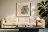 Sweet Southwest V by Dina June. Displayed in a glass frame with matte in a clean modern living room. Available as an archival giclee rolled canvas, fine art paper, or poster print. SKU 63099a.