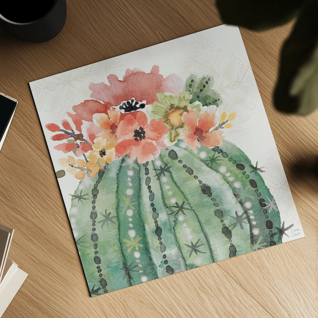 Sweet Southwest VI by Dina June. Shown as a detailed flat fine art print, highlighting archival giclee quality. Available as an archival giclee rolled canvas, fine art paper, or poster print. SKU 63100a.