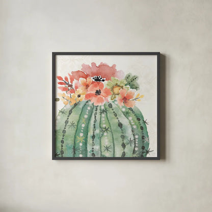 Sweet Southwest VI by Dina June. Shown in a sleek black glass frame for a contemporary gallery look. Available as an archival giclee rolled canvas, fine art paper, or poster print. SKU 63100a.