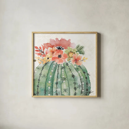 Sweet Southwest VI by Dina June. Shown in a natural wood glass frame for a timeless modern aesthetic. Available as an archival giclee rolled canvas, fine art paper, or poster print. SKU 63100a.