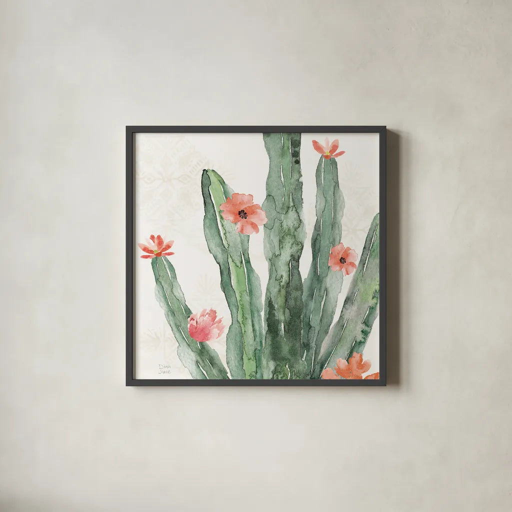 Sweet Southwest VII by Dina June. Shown in a sleek black glass frame for a contemporary gallery look. Available as an archival giclee rolled canvas, fine art paper, or poster print. SKU 63101a.