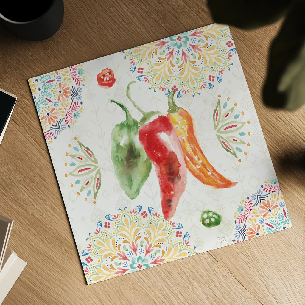 Sweet and Spicy II by Dina June. Shown as a detailed flat fine art print, highlighting archival giclee quality. Available as an archival giclee rolled canvas, fine art paper, or poster print. SKU 72350a.