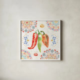 Sweet and Spicy III by Dina June. Shown in a crisp white glass frame for a clean and minimalist style. Available as an archival giclee rolled canvas, fine art paper, or poster print. SKU 72351a.