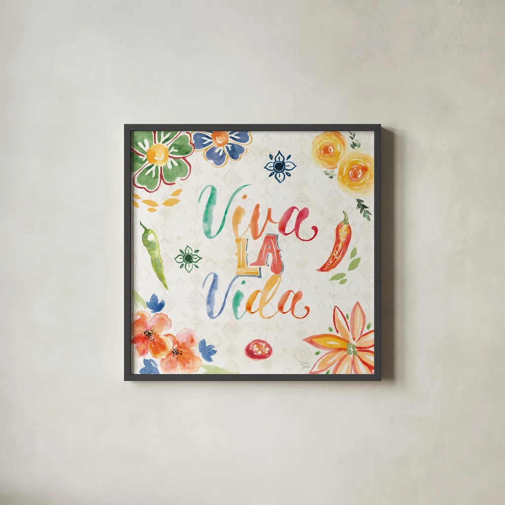 Sweet and Spicy V by Dina June. Shown in a sleek black glass frame for a contemporary gallery look. Available as an archival giclee rolled canvas, fine art paper, or poster print. SKU 72353a.