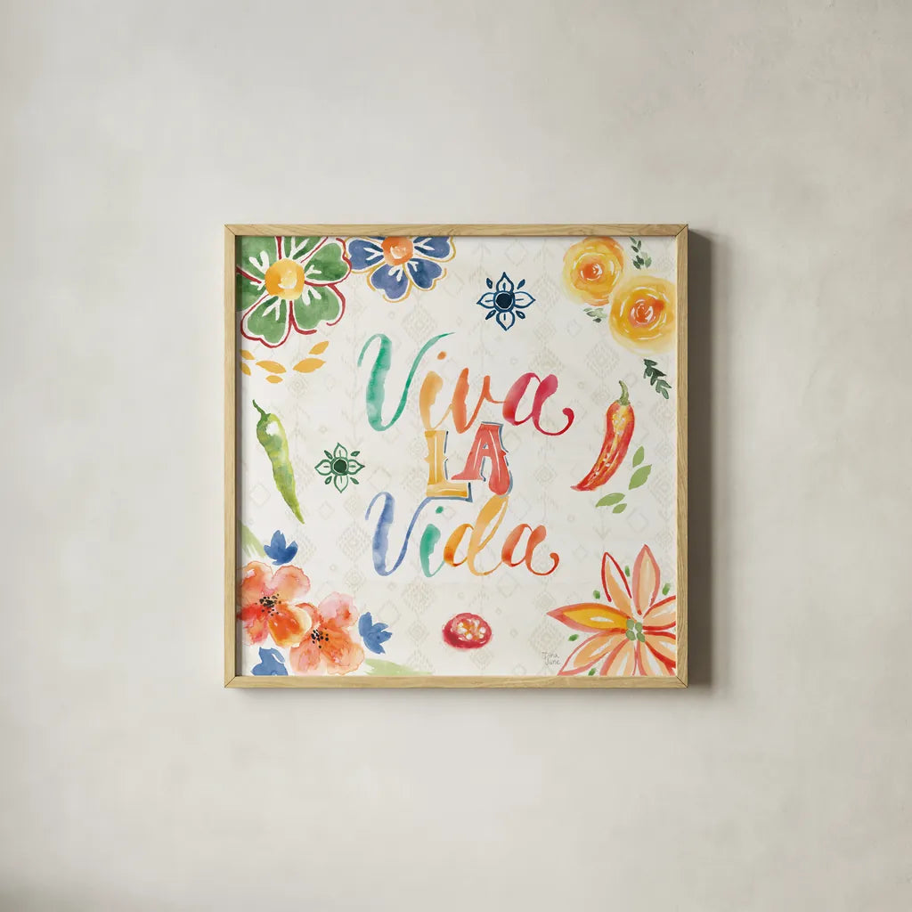 Sweet and Spicy V by Dina June. Shown in a natural wood glass frame for a timeless modern aesthetic. Available as an archival giclee rolled canvas, fine art paper, or poster print. SKU 72353a.