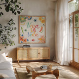 Sweet and Spicy V by Dina June. Shown in a natural wood frame in a cozy modern living room. Available as an archival giclee rolled canvas, fine art paper, or poster print. SKU 72353a.