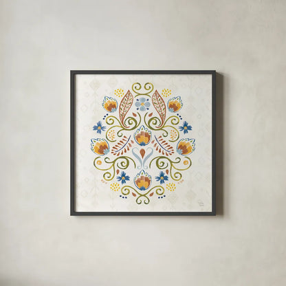 Sweet and Spicy XV Colorful by Dina June. Shown in a sleek black glass frame for a contemporary gallery look. Available as an archival giclee rolled canvas, fine art paper, or poster print. SKU 79062a.