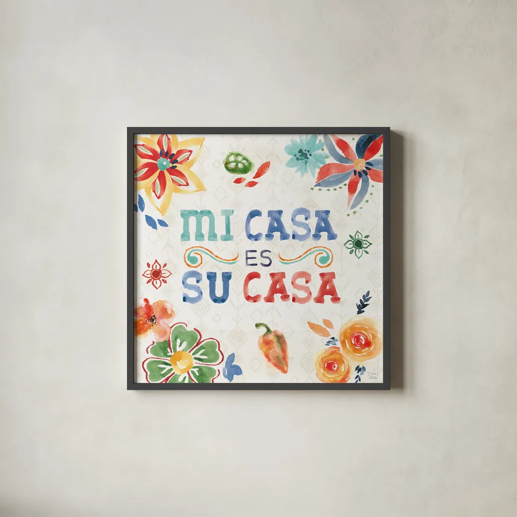 Sweet and Spicy XVIII by Dina June. Shown in a sleek black glass frame for a contemporary gallery look. Available as an archival giclee rolled canvas, fine art paper, or poster print. SKU 72783a.