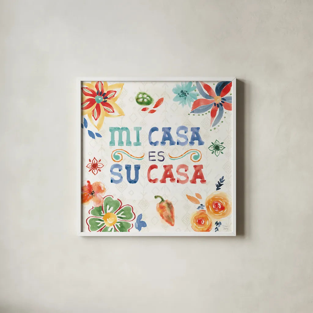 Sweet and Spicy XVIII by Dina June. Shown in a crisp white glass frame for a clean and minimalist style. Available as an archival giclee rolled canvas, fine art paper, or poster print. SKU 72783a.