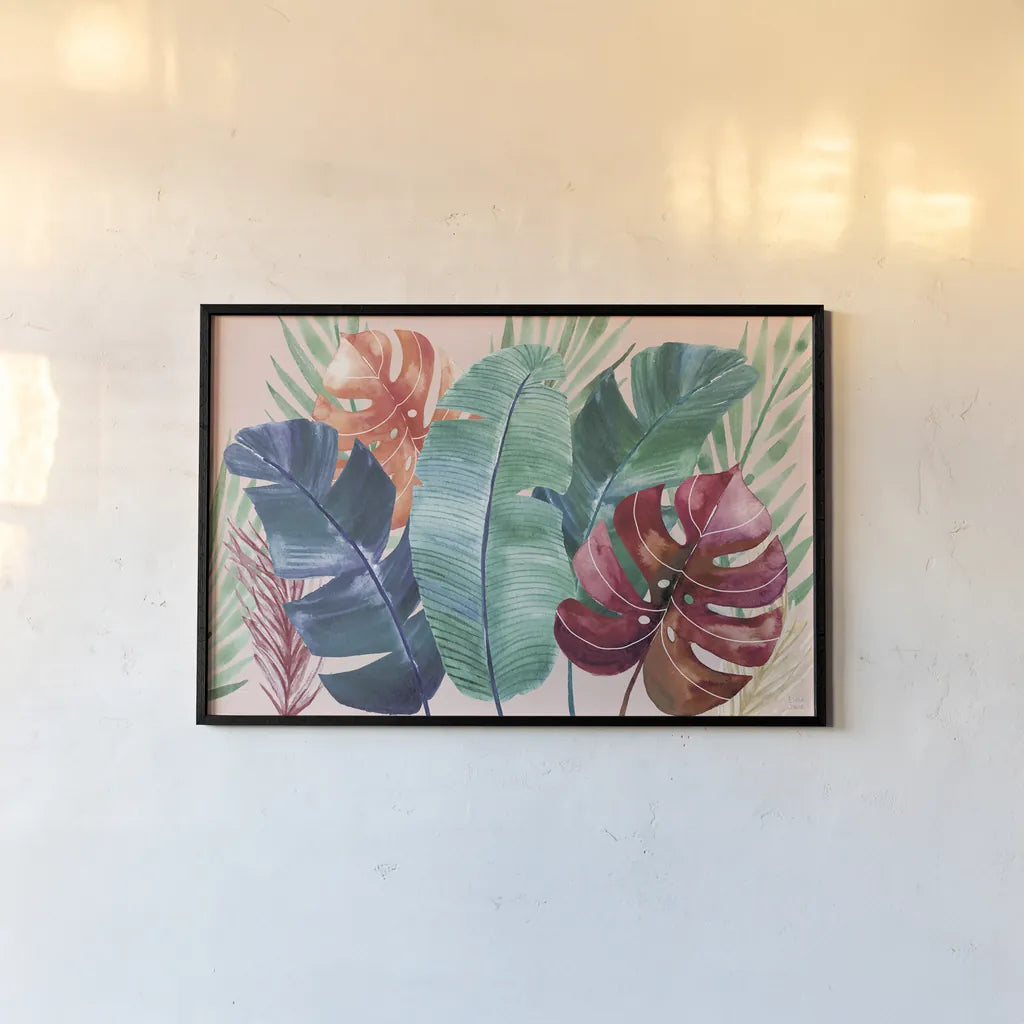 The Tropics I by Dina June. shown as a paper print in a black flame. Available as a archival giclee rolled canvas, fine art paper, or poster print. SKU 79687i.
