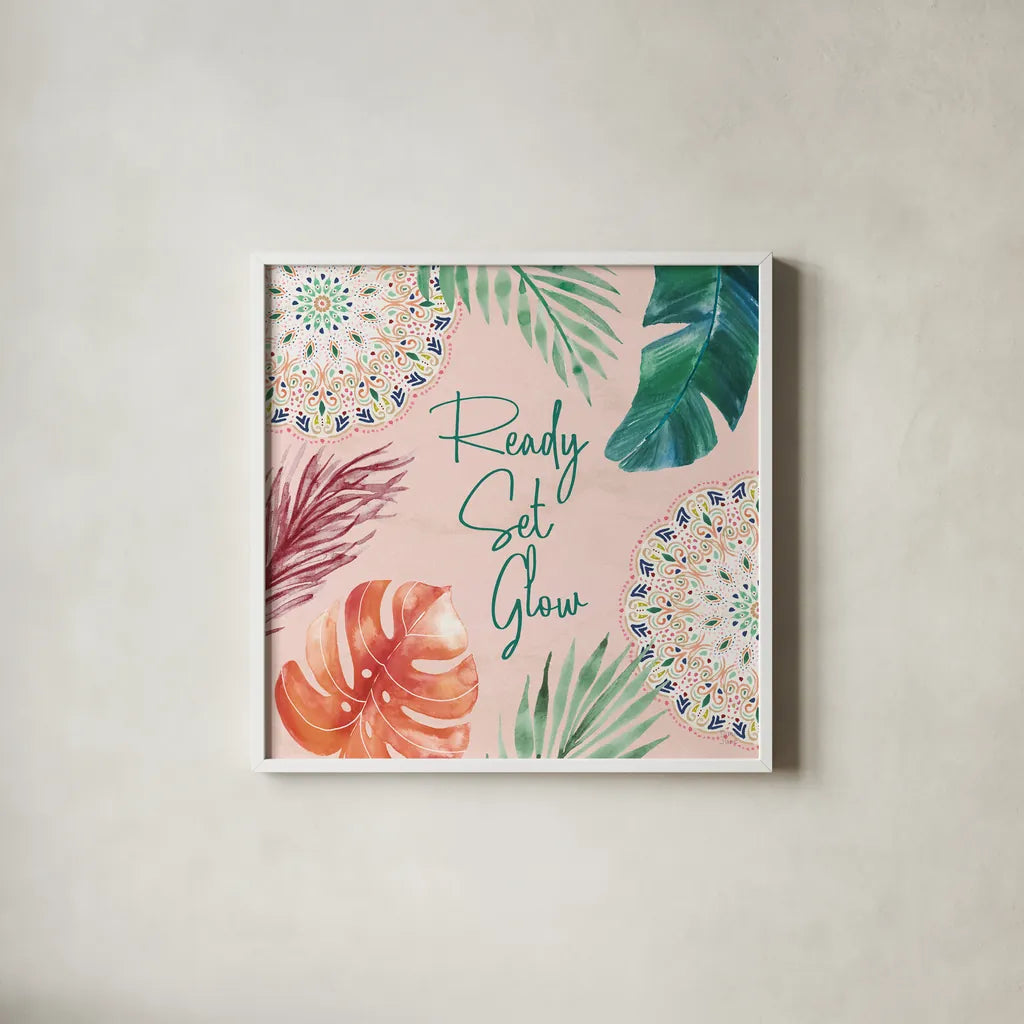 The Tropics VI by Dina June. Shown in a crisp white glass frame for a clean and minimalist style. Available as an archival giclee rolled canvas, fine art paper, or poster print. SKU 79692a.