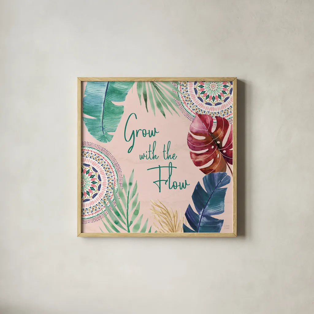 The Tropics VII by Dina June. Shown in a natural wood glass frame for a timeless modern aesthetic. Available as an archival giclee rolled canvas, fine art paper, or poster print. SKU 79693a.