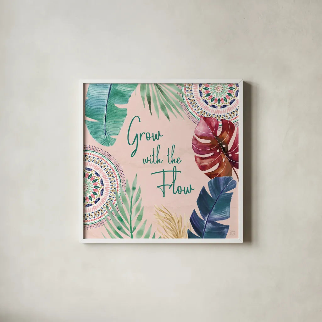 The Tropics VII by Dina June. Shown in a crisp white glass frame for a clean and minimalist style. Available as an archival giclee rolled canvas, fine art paper, or poster print. SKU 79693a.