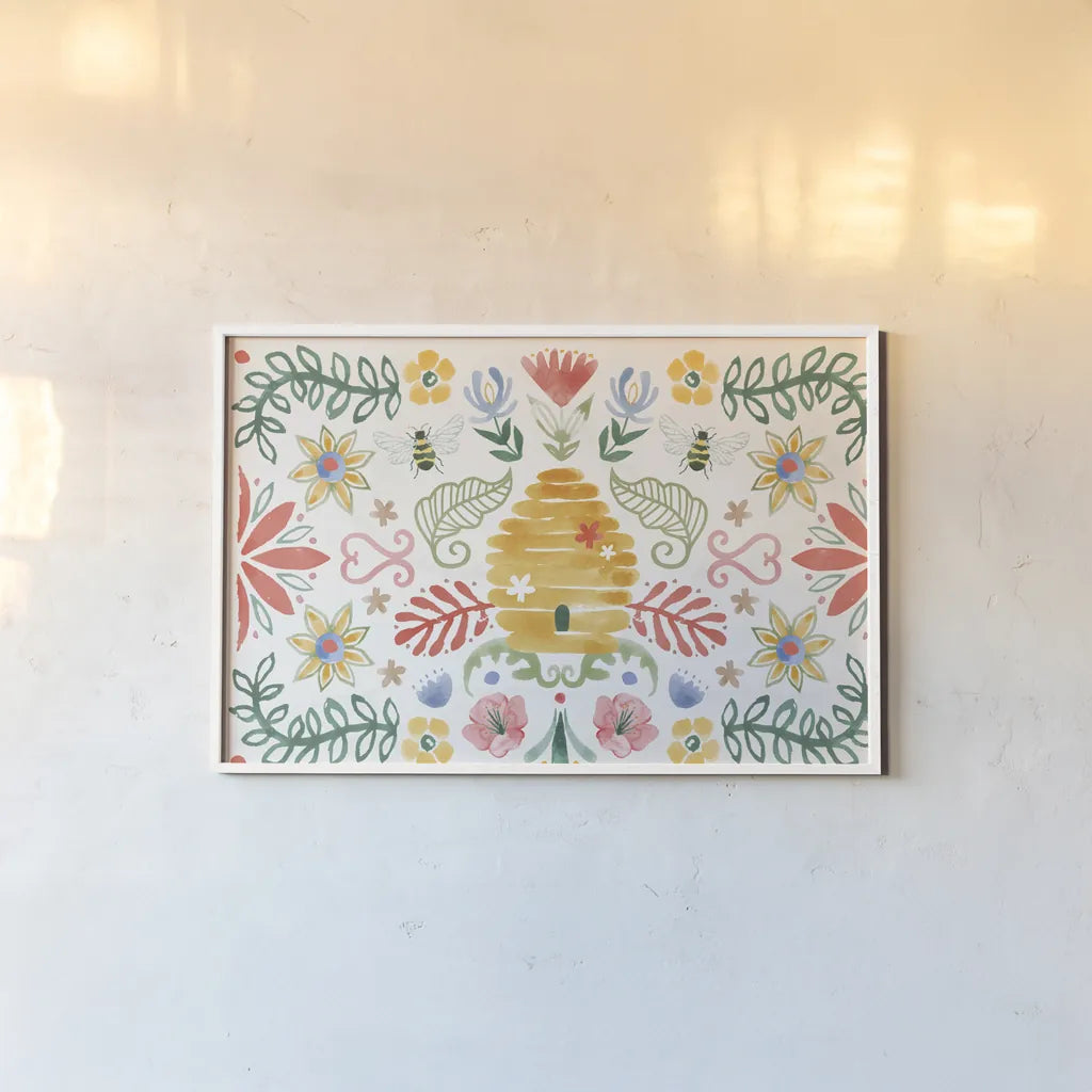 Wild Blooms I by Dina June. shown as a paper print in a white frame. Available as a archival giclee rolled canvas, fine art paper, or poster print. SKU 90395i.