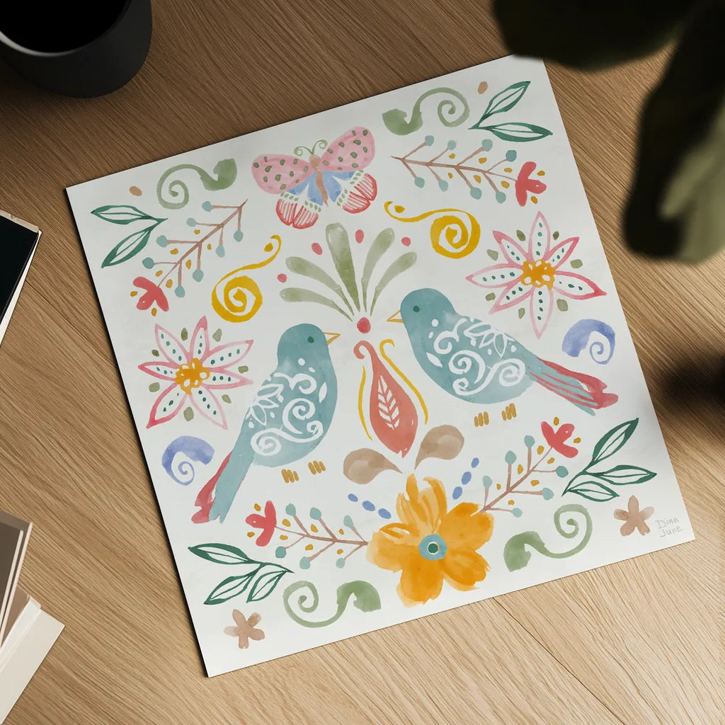 Wild Blooms II by Dina June. Shown as a detailed flat fine art print, highlighting archival giclee quality. Available as an archival giclee rolled canvas, fine art paper, or poster print. SKU 90396a.