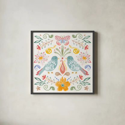 Wild Blooms II by Dina June. Shown in a sleek black glass frame for a contemporary gallery look. Available as an archival giclee rolled canvas, fine art paper, or poster print. SKU 90396a.