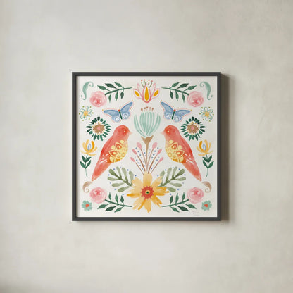 Wild Blooms III by Dina June. Shown in a sleek black glass frame for a contemporary gallery look. Available as an archival giclee rolled canvas, fine art paper, or poster print. SKU 90397a.