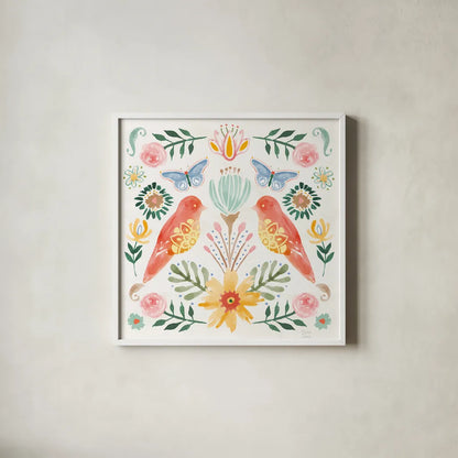 Wild Blooms III by Dina June. Shown in a crisp white glass frame for a clean and minimalist style. Available as an archival giclee rolled canvas, fine art paper, or poster print. SKU 90397a.