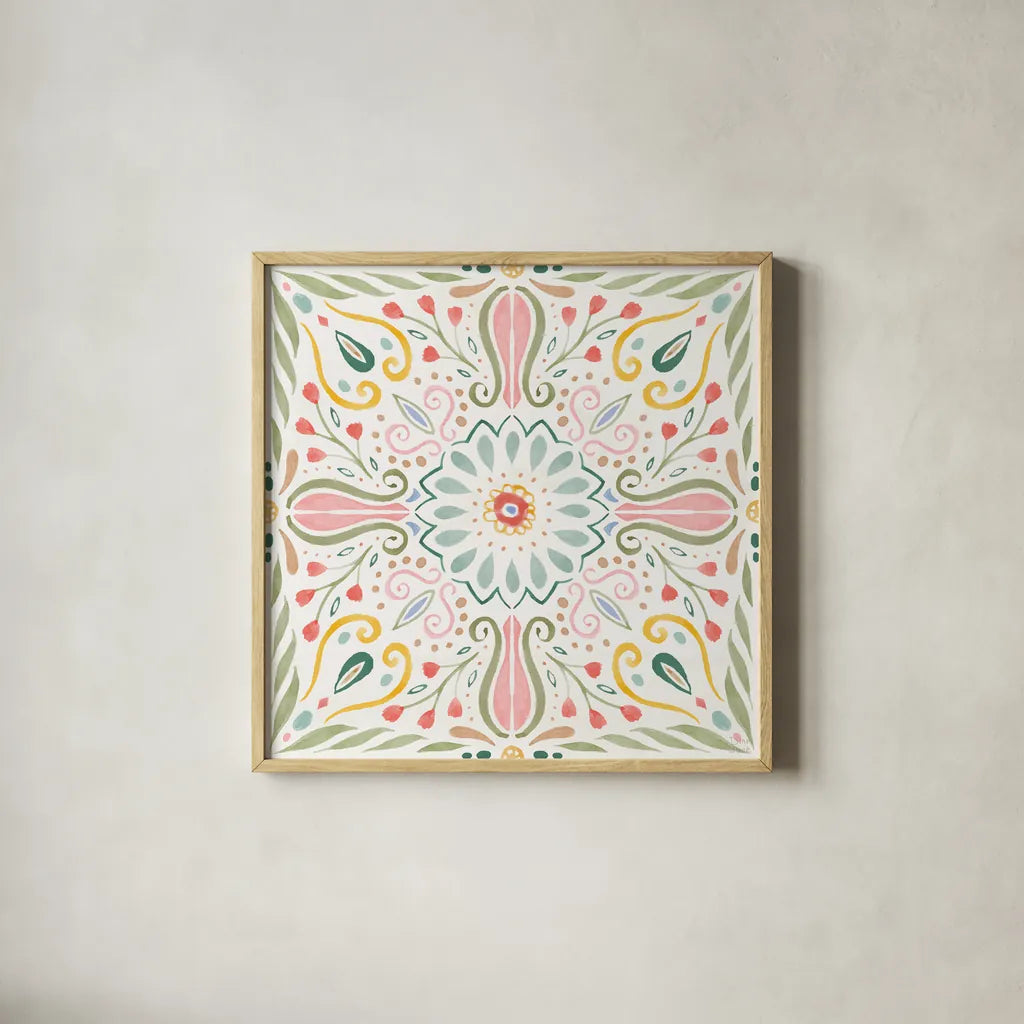 Wild Blooms IX by Dina June. Shown in a natural wood glass frame for a timeless modern aesthetic. Available as an archival giclee rolled canvas, fine art paper, or poster print. SKU 90403a.