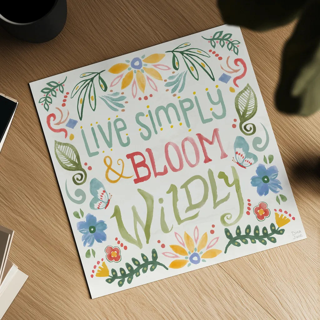 Wild Blooms V by Dina June. Shown as a detailed flat fine art print, highlighting archival giclee quality. Available as an archival giclee rolled canvas, fine art paper, or poster print. SKU 90399a.