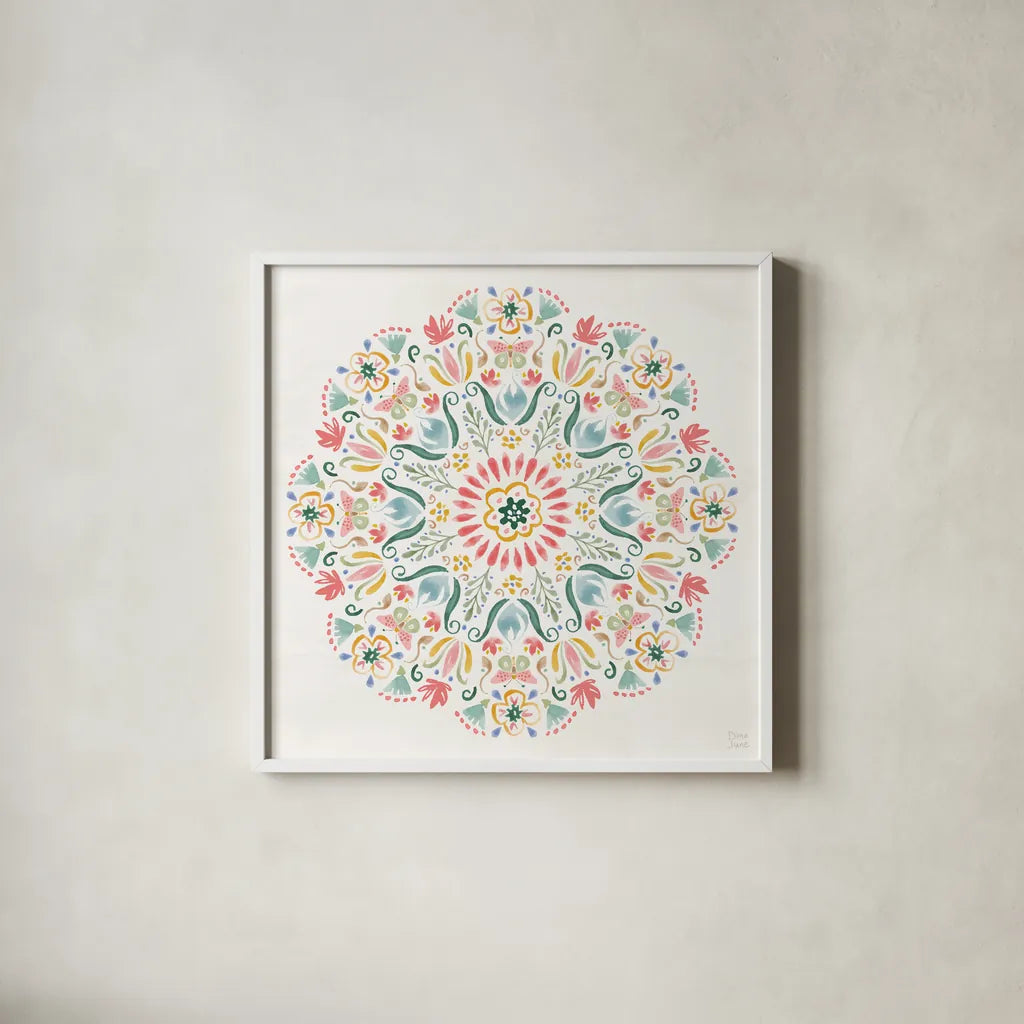Wild Blooms VI by Dina June. Shown in a crisp white glass frame for a clean and minimalist style. Available as an archival giclee rolled canvas, fine art paper, or poster print. SKU 90400a.