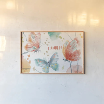 Winged Whisper I by Dina June. shown as a paper print in a natural frame. Available as a archival giclee rolled canvas, fine art paper, or poster print. SKU 72933i.