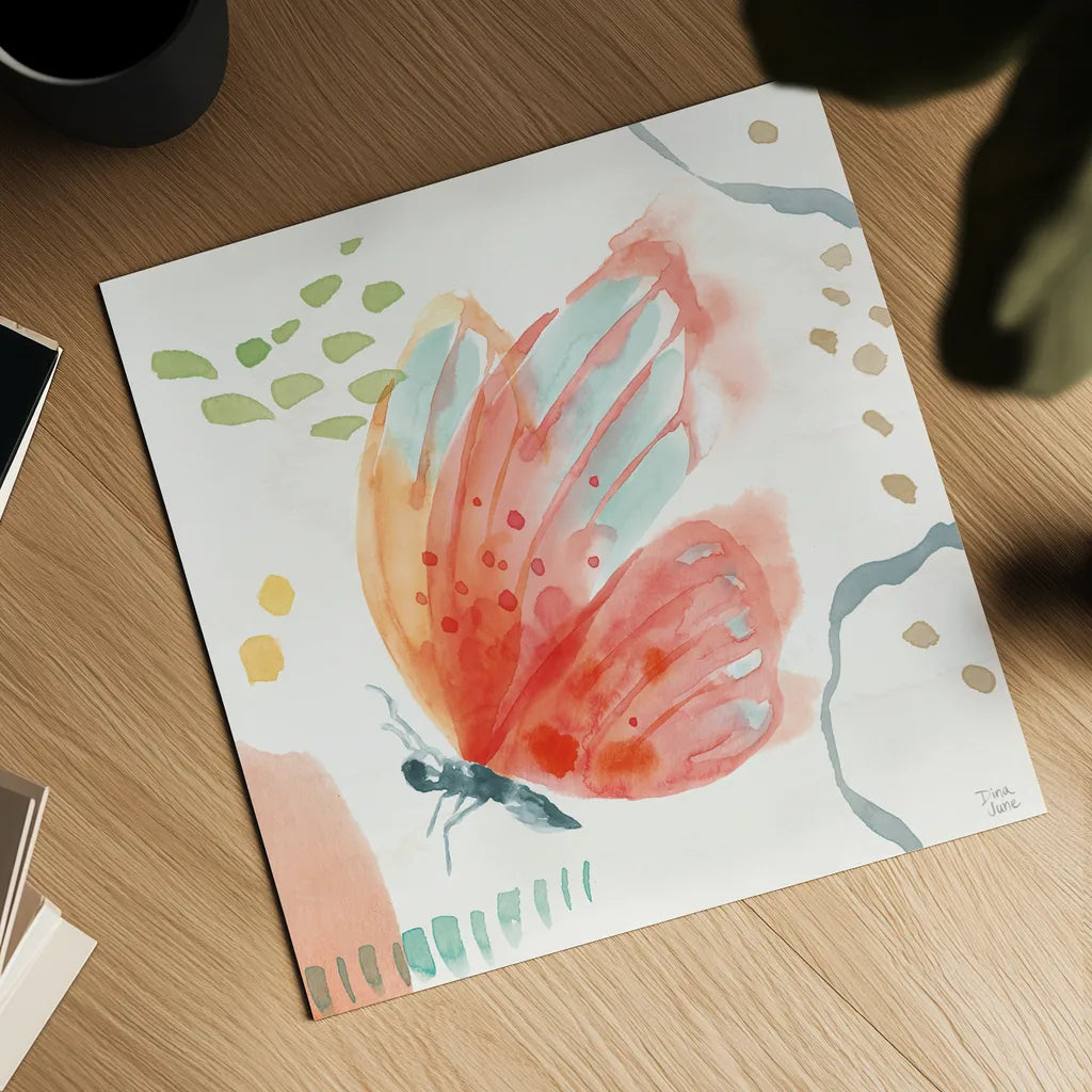 Winged Whisper IV by Dina June. Shown as a detailed flat fine art print, highlighting archival giclee quality. Available as an archival giclee rolled canvas, fine art paper, or poster print. SKU 72936a.