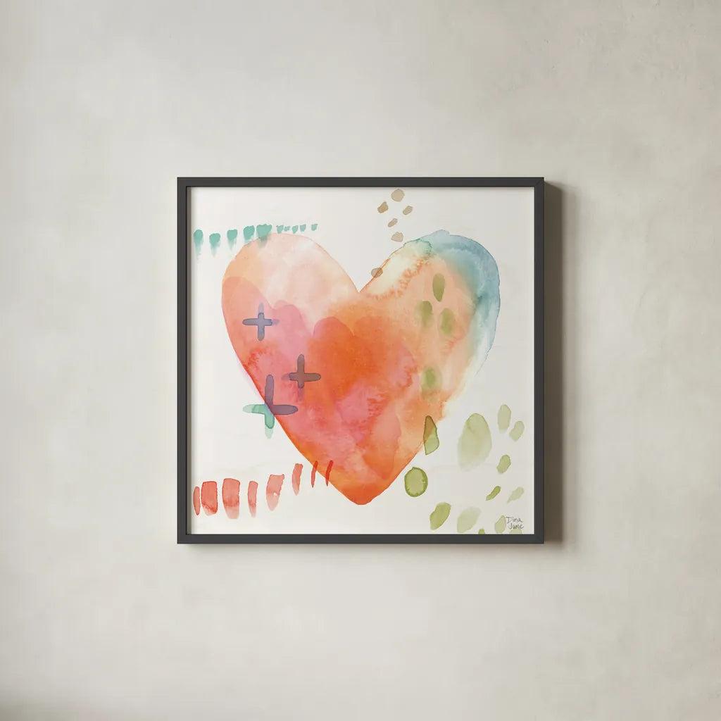 Winged Whisper VI by Dina June. Shown in a sleek black glass frame for a contemporary gallery look. Available as an archival giclee rolled canvas, fine art paper, or poster print. SKU 72938a.