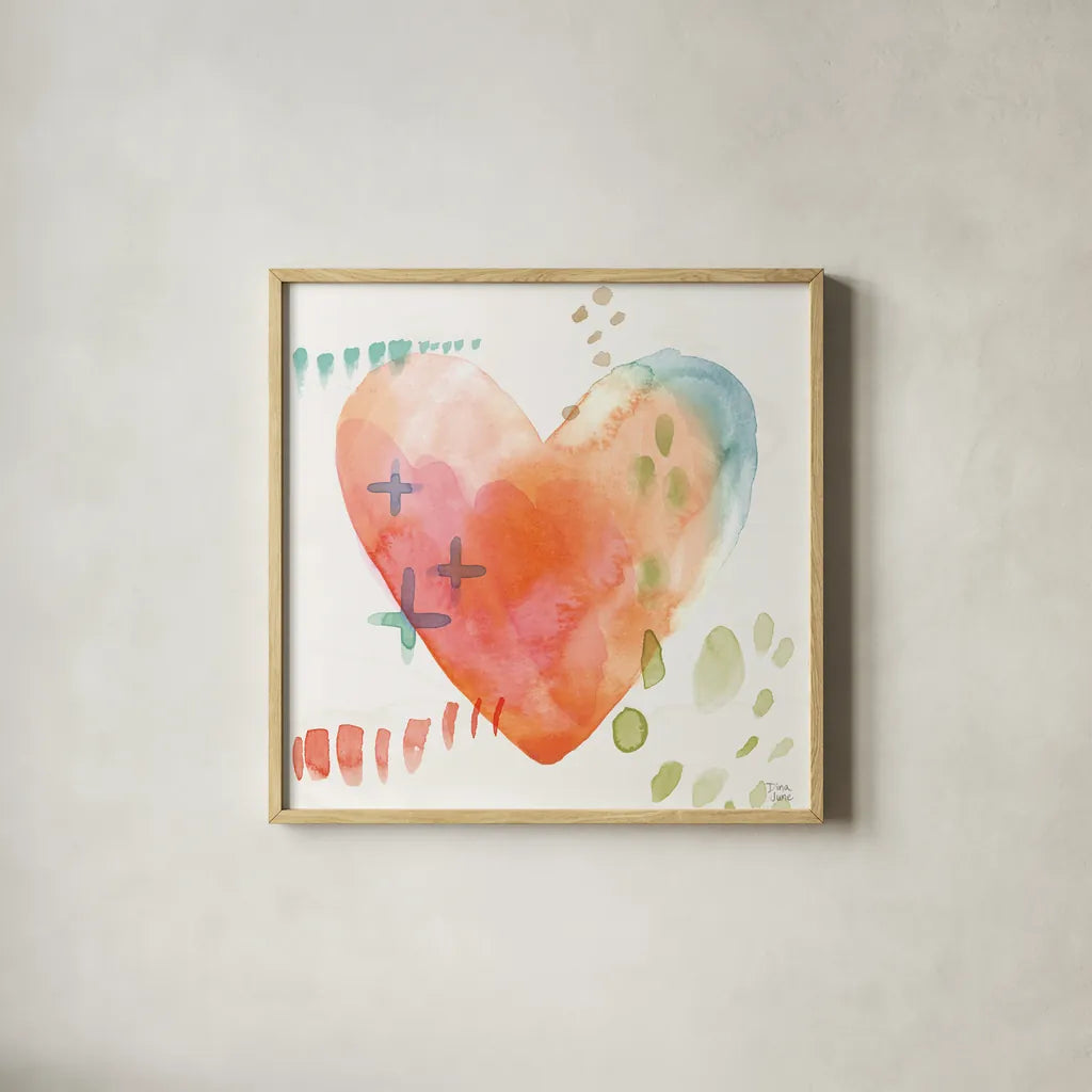 Winged Whisper VI by Dina June. Shown in a natural wood glass frame for a timeless modern aesthetic. Available as an archival giclee rolled canvas, fine art paper, or poster print. SKU 72938a.