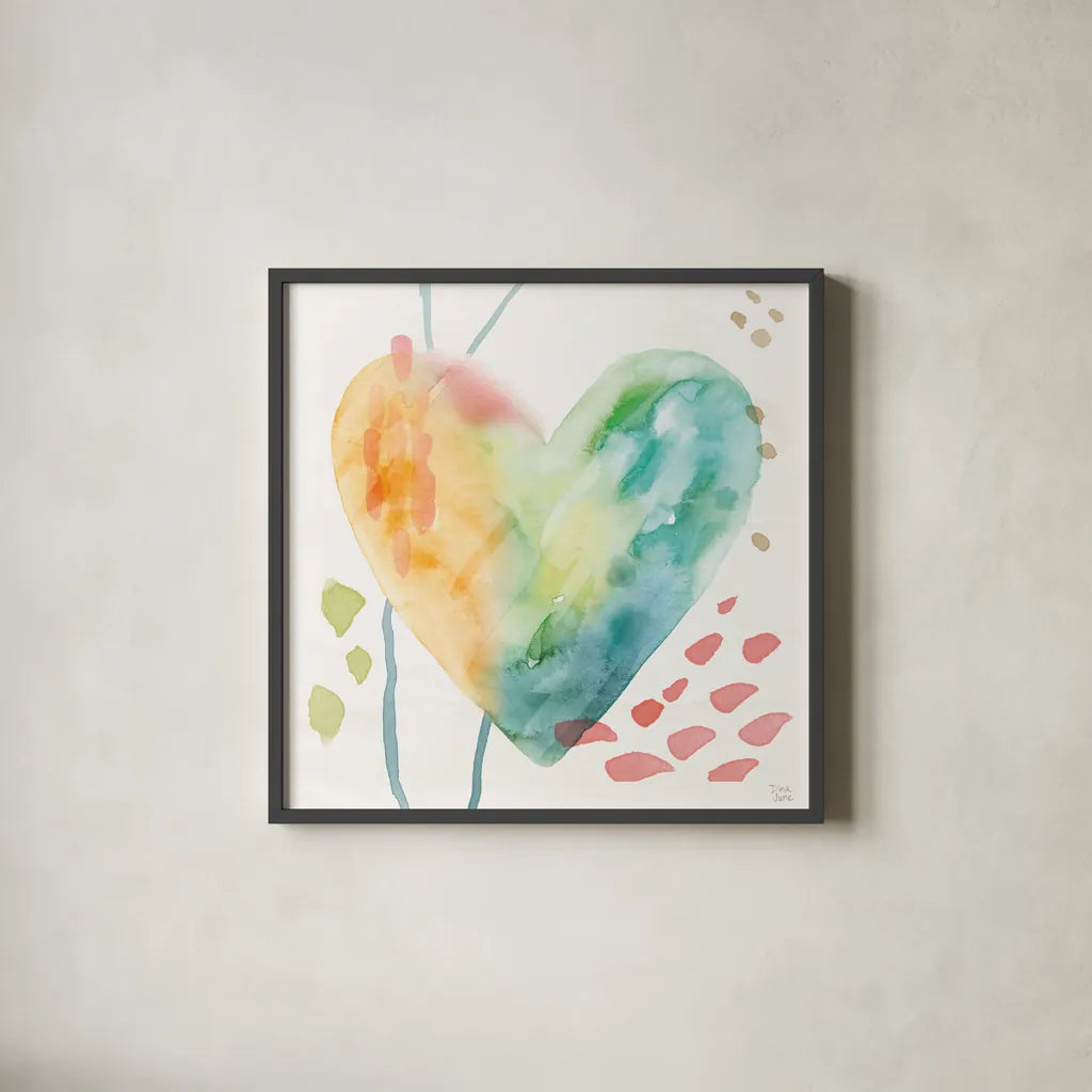 Winged Whisper VII by Dina June. Shown in a sleek black glass frame for a contemporary gallery look. Available as an archival giclee rolled canvas, fine art paper, or poster print. SKU 72939a.