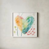 Winged Whisper VII by Dina June. Shown in a crisp white glass frame for a clean and minimalist style. Available as an archival giclee rolled canvas, fine art paper, or poster print. SKU 72939a.