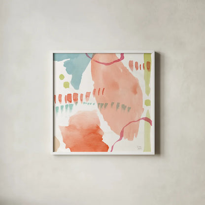 Winged Whisper X by Dina June. Shown in a crisp white glass frame for a clean and minimalist style. Available as an archival giclee rolled canvas, fine art paper, or poster print. SKU 72942a.