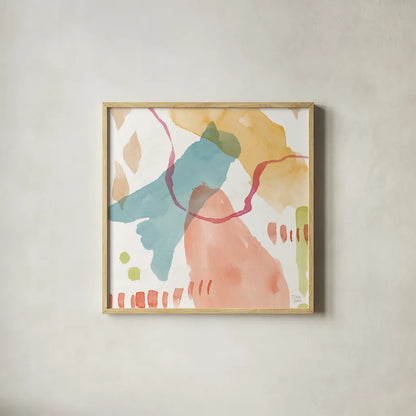 Winged Whisper XI by Dina June. Shown in a natural wood glass frame for a timeless modern aesthetic. Available as an archival giclee rolled canvas, fine art paper, or poster print. SKU 72943a.