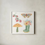Wings and Things VI by Dina June. Shown in a crisp white glass frame for a clean and minimalist style. Available as an archival giclee rolled canvas, fine art paper, or poster print. SKU 92862a.