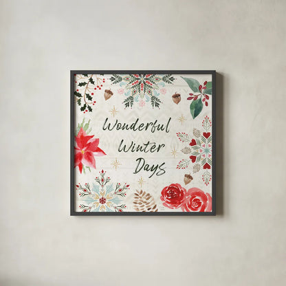 Winter Moment V by Dina June. Shown in a sleek black glass frame for a contemporary gallery look. Available as an archival giclee rolled canvas, fine art paper, or poster print. SKU 75247a.