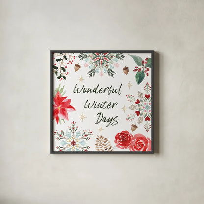 Winter Moment V on White by Dina June. Shown in a sleek black glass frame for a contemporary gallery look. Available as an archival giclee rolled canvas, fine art paper, or poster print. SKU 75440a.