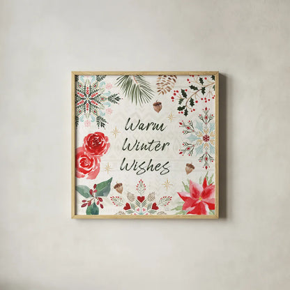 Winter Moment VI by Dina June. Shown in a natural wood glass frame for a timeless modern aesthetic. Available as an archival giclee rolled canvas, fine art paper, or poster print. SKU 75248a.