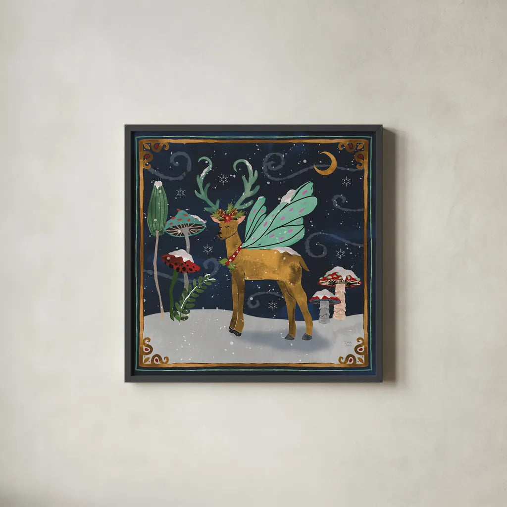 Winter Of Wonder III by Dina June. Shown in a sleek black glass frame for a contemporary gallery look. Available as an archival giclee rolled canvas, fine art paper, or poster print. SKU 87477a.