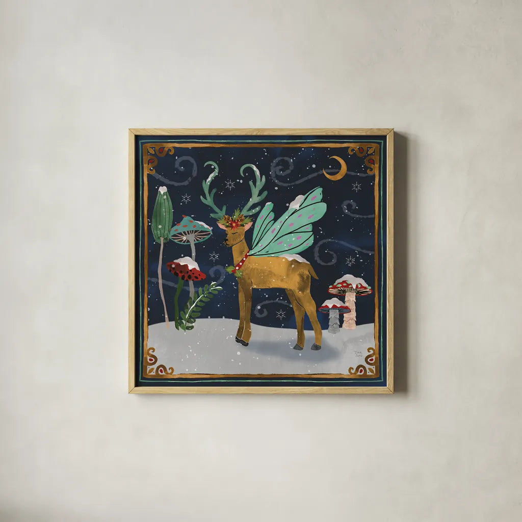 Winter Of Wonder III by Dina June. Shown in a natural wood glass frame for a timeless modern aesthetic. Available as an archival giclee rolled canvas, fine art paper, or poster print. SKU 87477a.